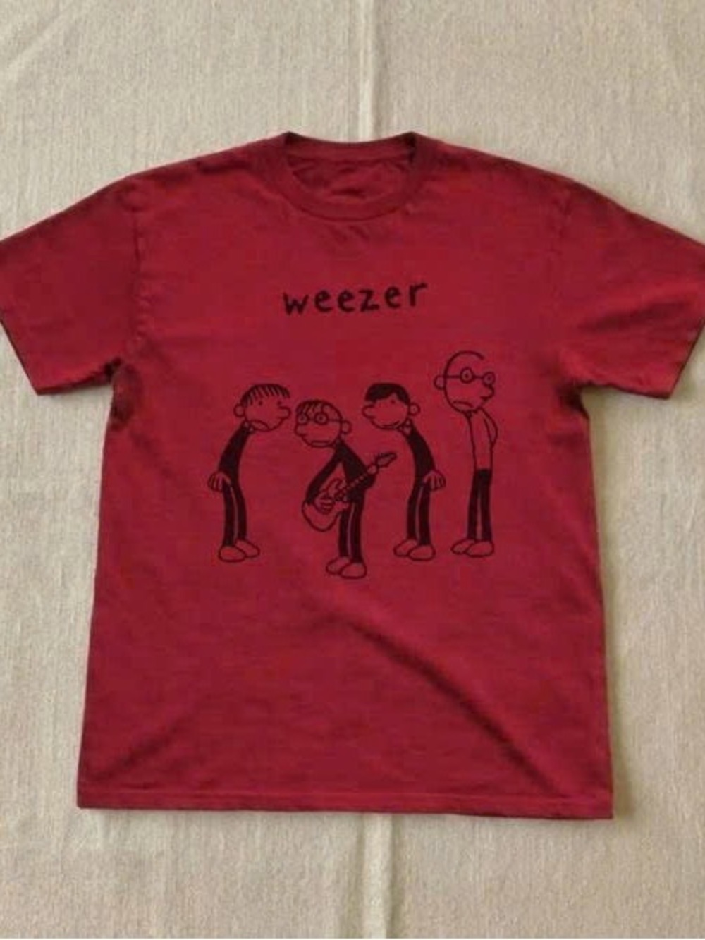 Red Weezer Cartoon Band Tee - Short Sleeve Men's Shirt